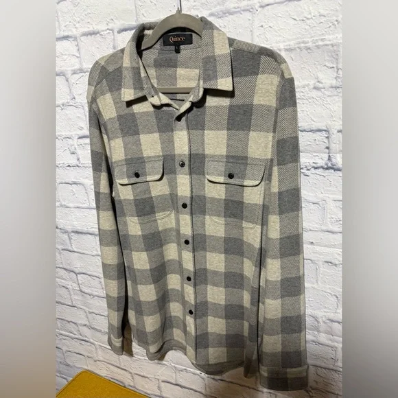 Women’s Quince The Stretch Sweater Fleece, Buffalo Plaid Shirt, Size Large - Picture 3 of 5